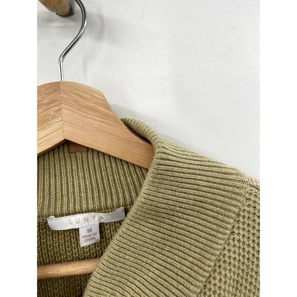 Lunya Light Green Cozy Cotton Silk Pocket Henley Sweater - Picture 5 of 7